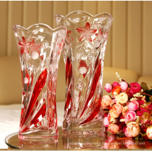 Wholesale beautiful colorful glass flower vase for home decoration,clear crystal glass vase